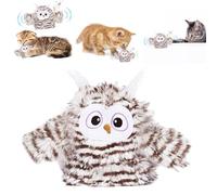 Cat Toys Interactive Flapping Bird Owl, Lifelike Chirp Tweet, Touch Activated Kitten Toy Interactive Cat Exercise Toys for All Breeds Cats Kicker Rechargeable Toys