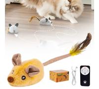 Cat Toys Interactive for Indoor Cats, 2025 New Remote Control Cat Mouse Toy, Electronic Mice with Automatic Squeaky Funny Kitten Toy With Animal Sound for Boredom (Yellow)