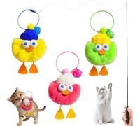 Cat Toys Wand with Yellow, Red, and Green Small Duck Coal Ball Heads, Telescopic Interactive Indoor Cat Teaser Wand for Calming Play, Kittens and Adult Cats, Encourages Gentle Play and Relaxing Mood
