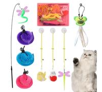 Cat Toys with Feathers,Cat Wand Retractable Teaser Interactive Toys | 9X Replacement Teaser Catcher with Bell & Catnip, Pet Supplies Indoor Games for Kitten Exercise Play