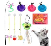 Cat Toys with Feathers,Interactive Toys Retractable Cat Wand - 9X Replacement Teaser Catcher with Bell & Catnip, Pet Supplies Indoor Games for Kitten Exercise Play