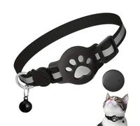 Cat Tracke r, Cat Tracke r Collar, GPSs Cats Collar with Find My Dual GPS and Bluetooth with Adjustable Waterproof Collars and No Monthly Fee for iOS Users Tracking Small to Large Cats (Black)