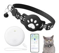 Cat Tracker, Cat Tracker Collar Compatible with Google Find My (Find Hub), No Monthly Fee & No SIM Needed (Android Only), White Pet Tracker For Cats + Collar (7.5-12.6")