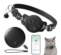Cat Tracker, Cat Tracker Collar with Google Find My (Find Hub), No Monthly Fee & No SIM Needed (Android Only), Black Pet Tracker For Cats + Collar (7.5-12.6")