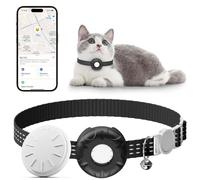 Cat Tracker, Cat Tracker Collar with Safety Elastic Buckle, Works with Any Collar,Compatible with Apple Find My App (Only iOS), No Monthly Fee, Waterproof, Black