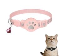 Cat Tracker Collar for Small Cats, Cat GPS Tracker Collar, Compatible with iOS/Android, No SIM Required, Reflective Pet Collars with Buckle, Breakaway with Bell for Kittens & Puppies (Pink A)