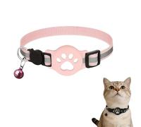 Cat Tracker Collar for Small Cats, Cat GPS Tracker Collar, Compatible with iOS/Android, No SIM Required, Reflective Pet Collars with Buckle, Breakaway with Bell for Kittens & Puppies (Pink D)