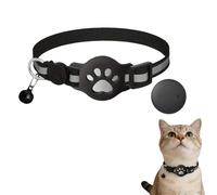 Cat Tracker Collar for Small Cats, Cat GPS Tracker Collar, Compatible with iOS/Android, No SIM Required, Reflective Pet Collars with Buckle, Breakaway with Bell for Kittens & Puppies (Black C)