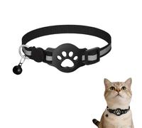 Cat Tracker Collar for Small Cats, Cat GPS Tracker Collar, Compatible with iOS/Android, No SIM Required, Reflective Pet Collars with Buckle, Breakaway with Bell for Kittens & Puppies (Black D)