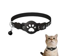 Cat Tracker Collar for Small Cats, Cat GPS Tracker Collar, Compatible with iOS/Android, No SIM Required, Reflective Pet Collars with Buckle, Breakaway with Bell for Kittens & Puppies (Black A)