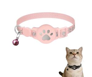 Cat Tracker Collar for Small Cats, Cat GPS Tracker Collar, Compatible with iOS/Android, No SIM Required, Reflective Pet Collars with Buckle, Breakaway with Bell for Kittens & Puppies (Pink A)