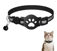 Cat Tracker Collar For Small Cats, Cat GPS Tracker No Monthly Fee, No SIM, Pet Tracker Works, Waterproof Reflective Collar, Android iOS Compatible, Long Battery, Anti-Lost Feline Locator (F)