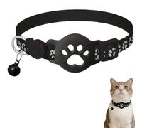 Cat Tracker Collar For Small Cats, Cat GPS Tracker No Monthly Fee, No SIM, Pet Tracker Works, Waterproof Reflective Collar, Android iOS Compatible, Long Battery, Anti-Lost Feline Locator (B)