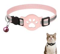Cat Tracker Collar For Small Cats, Cat GPS Tracker No Monthly Fee, No SIM, Pet Tracker Works, Waterproof Reflective Collar, Android iOS Compatible, Long Battery, Anti-Lost Feline Locator (H)