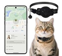 Cat Tracker Collar for Small Cats, Real Time Cat GPS Tracker No Monthly Fee, No SIM Required, Pet Tracker for Cats Works with goo- gle Find My Device (Only Android) (Collar + tracker black)