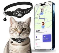 Cat Tracker Collar for Small Cats, Real Time Cat GPS Tracker No Monthly Fee, No SIM Required, Pet Tracker for Cats Works with Apple Find My (Only iOS) (Collar + white tracker)