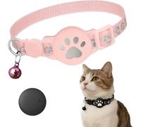 Cat Tracker Collar for Small Cats, Real Time Cat GPS Tracker No Monthly Fee, No SIM Required, Pet Tracker for Cats Works with Find My Device (Pink)