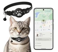 Cat Tracker Collar for Small Cats, Real Time Cat GPS Tracker No Monthly Fee, No SIM Required, Pet Tracker for Cats Works with goo- gle Find My Device (Only Android) (Collar + white tracker)