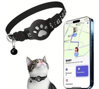 Cat Tracker Collar for Small Cats - Real Time Cat GPS Tracker No Monthly Fee, Pet Tracker for Cats Works with Apple Find My (Only iOS), No SIM Required (Collar + white tracker)