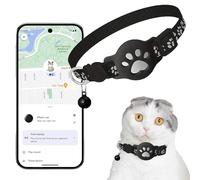 Cat Tracker Collar for Small Cats - Real Time Cat GPS Tracker No Monthly Fee, Pet Tracker for Cats Works with goo- gle Find My Device (Only Android), No SIM Required (Collar + white tracker)