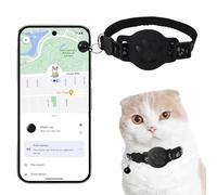Cat Tracker Collar for Small Cats - Real Time Cat GPS Tracker No Monthly Fee, Pet Tracker for Cats Works with goo- gle Find My Device (Only Android), No SIM Required (Collar + black tracker)