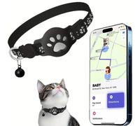 Cat Tracker Collar for Small Cats - Real Time Cat GPS Tracker No Monthly Fee, Pet Tracker for Cats Works with Apple Find My (Only iOS), No SIM Required (Black)