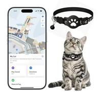 Cat Tracker Collar for Small Cats, Real-Time GPS Tracker with No Monthly Fee, No SIM Card & No Subscription, Compatible with Apple Find My Device (Apple iOS Only), Includes Collar & Black Tracker