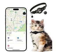 Cat Tracker Collar - GPS Real-Time Location, Waterproof & Durable for Outdoor Cats, Smart Anti-Lost Alert with Smartphone App (Black locator)