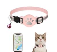 Cat Tracker Collar, Real Time Cat GPS Tracker No Monthly Fee, Adjustable Refective Dog Tracker Collar, Compatible with iOS/Android (Pink_A)