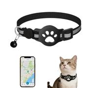 Cat Tracker Collar, Real Time Cat GPS Tracker No Monthly Fee, Adjustable Refective Dog Tracker Collar, Compatible with iOS/Android (Black_B)