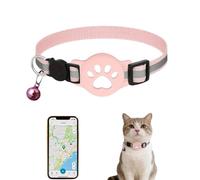 Cat Tracker Collar, Real Time Cat GPS Tracker No Monthly Fee, Adjustable Refective Dog Tracker Collar, Compatible with iOS/Android (Pink_B)