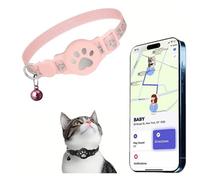 Cat Tracker Collar, Tractive GPS Cat Tracker, Cat Trackers No Monthly Fee, Waterproof Electronic Pet Locator, Advanced Tracking Solution, Compatible With Apple Find My, Only iOS (Pink)