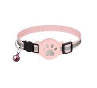 Cat Tracker, Dog Cats Trackers with No Monthly Fees, Mini Pet GPS Tracker Compatible, Anti-Lost Pet Trackers Device for Cat Dog （iiOS/Android compatible） (Pink long collar + grey tracker)