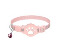 Cat Tracker, Dog Cats Trackers with No Monthly Fees, Mini Pet GPS Tracker Compatible, Anti-Lost Pet Trackers Device for Cat Dog （iiOS/Android compatible） (Pink paw print collar + white tracker)