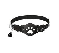 Cat Tracker, Dog Cats Trackers with No Monthly Fees, Mini Pet GPS Tracker Compatible, Anti-Lost Pet Trackers Device for Cat Dog （iiOS/Android compatible） (Black paw print collar + white tracker)