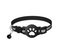 Cat Tracker, Dog Cats Trackers with No Monthly Fees, Mini Pet GPS Tracker Compatible, Anti-Lost Pet Trackers Device for Cat Dog （iiOS/Android compatible） (Black long collar + white tracker)
