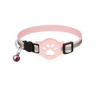 Cat Tracker, Dog Cats Trackers with No Monthly Fees, Mini Pet GPS Tracker Compatible, Anti-Lost Pet Trackers Device for Cat Dog （iiOS/Android compatible） (Pink long collar + white tracker)