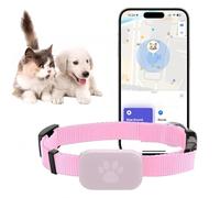 Cat Tracker, Dog Tracker, Pet GPS Tracker for Dogs and Cats with No Monthly Fees for Location Tracking, Compatible with iOS/Android, Global Tracking Device for All Dogs and All Collars (Pink)