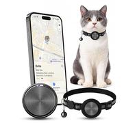 Cat Tracker for iOS with Collar, GPS Pet Tracking Tag for Cats, Apple Airtag Alternative, Cat Collar with Tracker Holder, Compatible with Find My APP, No Subscription Needed