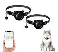 Cat Tracker,GPS Tracker Collar for Pets Cats Dog Global Tracking Device No Monthly Fees Compatible with iOS/Android, Real-Time Location Tracking, for All Cats Dogs (Black Pack of 2)