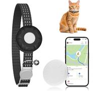 Cat Tracker, GPS Tracker Compatible with Apple Find My App(Only iOS), Waterproof Cat Tracker Collar with Bell and Safety Elastic Buckle, No Monthly Fee, Real-Time Location (Black)