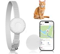 Cat Tracker, GPS Tracker Compatible with Apple Find My App(Only iOS), Waterproof Cat Tracker Collar with Bell and Safety Elastic Buckle, No Subscription, Up to 1-Year Battery (White)