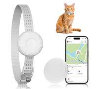 Cat Tracker,No Monthly Fee Cat Tracker Collar,Waterproof Pet Tracker for Cats with Safety Elastic Buckle,Works with Any Collar,Compatible with Apple Find My App (iOS Only) - White