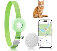 Cat Tracker No Monthly Fee,GPS Trackers for Cats Work with Apple Find My App(iOS Only),Cat Tracker GPS LightGreen Collar with Safety Elastic Buckle