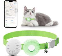 Cat Tracker,Pet Tracker for Cats Compatible with Apple Find My App(Only iOS),Waterproof Tracker Cat Collar with Safety Elastic Buckle,No Monthly Fee,Works with Any Collar (LightGreen)