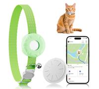 Cat Tracker, Waterproof Pet Tracker for Cats, Cat GPS Tracker Collar with Safety Elastic Buckle, Works with Any Collar, GPS Tracker Compatible with Apple Find My App (Only iOS), No Monthly Fee,Green