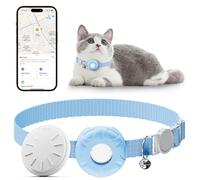 Cat Tracker, Waterproof Pet Tracker for Cats, Cat Tracker Collar with Safety Elastic Buckle, Compatible with Apple Find My App (Only iOS), No Monthly Fee Pet Tracker, Blue