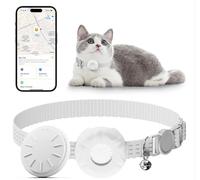 Cat Tracker, Waterproof Pet Tracker for Cats, Cat Tracker Collar with Safety Elastic Buckle, Works with Any Collar,GPS Tracker Compatible with Apple Find My App (Only iOS), No Monthly Fee, White