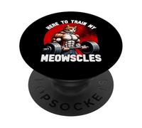 Cat Train My Meowscles Weightlifting Cats Lovers Men Boys PopSockets Adhesive PopGrip