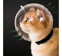 Cat Transparent Muzzle with Breathable Hood, Adjustable Kitten Astronaut Helmet Prevents Pet Biting & Chewing, Hoqqf Ball Mask for Aggressive Cats